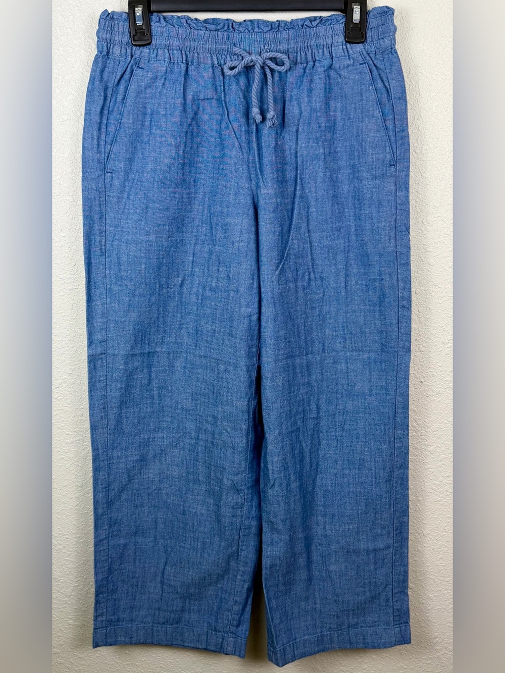J.Crew Re-Imagined Chambray Pull On Pants Womens 4 Blue Drawstring BQ795